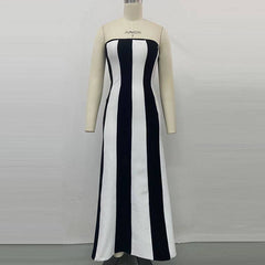 Tiffaney Strapless Striped Maxi Dress