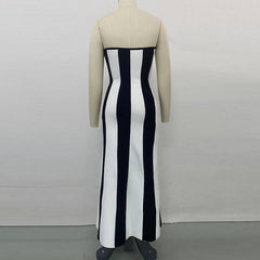 Tiffaney Strapless Striped Maxi Dress