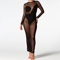 Vikki Long Sleeve Mesh Patchwork Maxi Dress