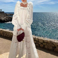 Angie Flare Sleeves Slash Neck Maxi Dress