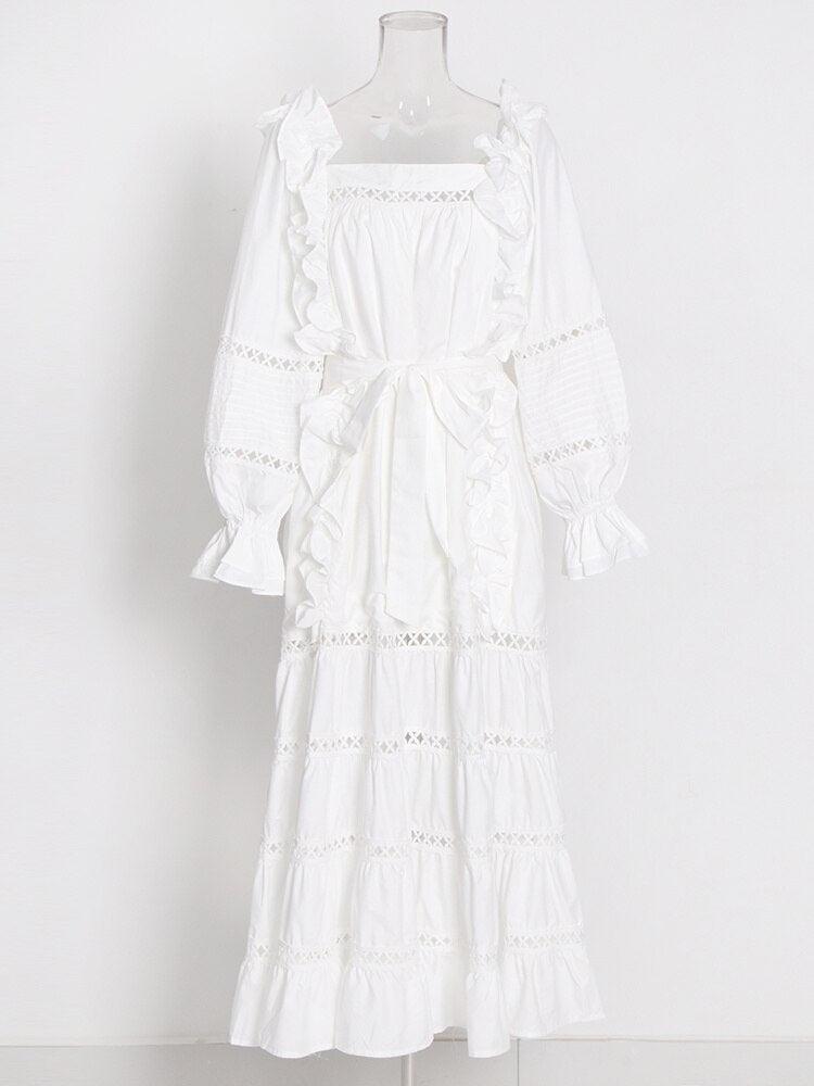 Angie Flare Sleeves Slash Neck Maxi Dress