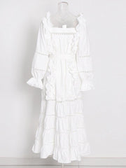 Angie Flare Sleeves Slash Neck Maxi Dress