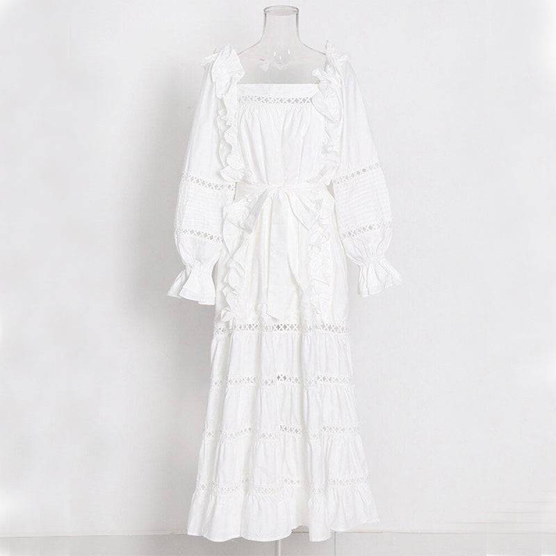 Angie Flare Sleeves Slash Neck Maxi Dress