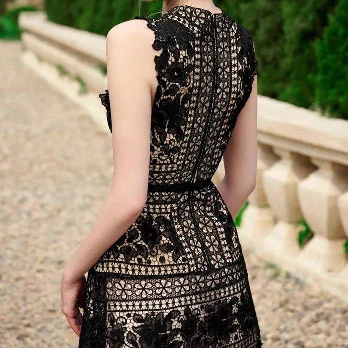 Jayda See-Through Lace Midi Dress