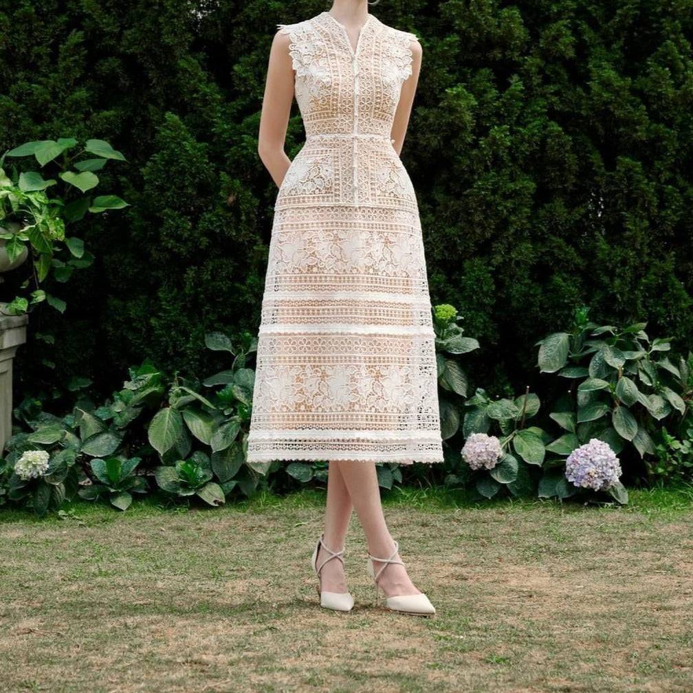 Jayda See-Through Lace Midi Dress