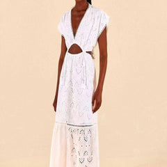 Laura Deep V Hollow Out Dress