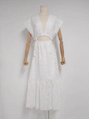 Laura Deep V Hollow Out Dress