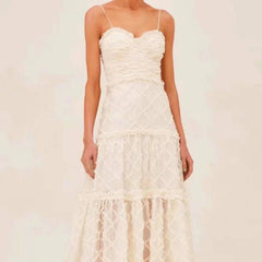 Louise Spaghetti Strap Sweetheart Neck Embroidered Maxi Dress