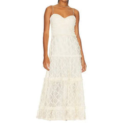 Louise Spaghetti Strap Sweetheart Neck Embroidered Maxi Dress