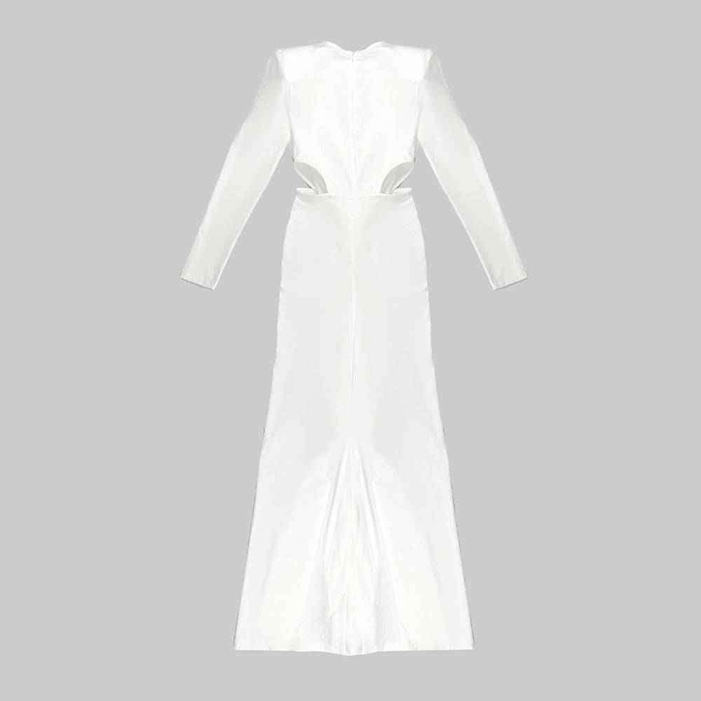 Avah Long Sleeve Side Slit Pleated Maxi Dress