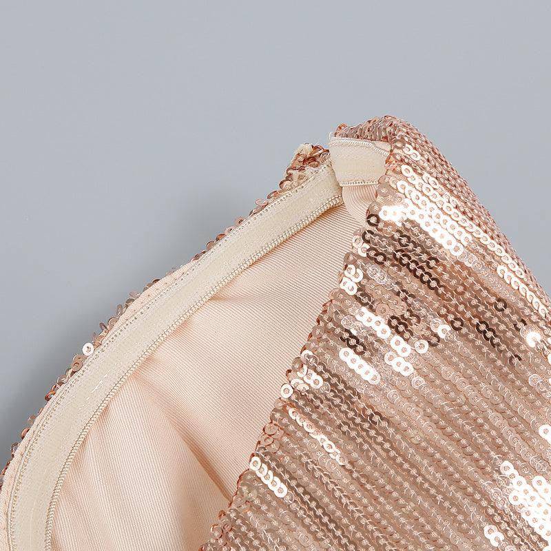 Carly Lace-Up Closure Sequined Maxi Dress