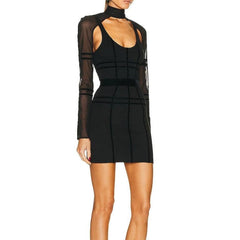 Cassandra Long Sleeve Tulle Overlayer Mini Dress