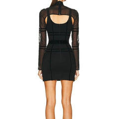 Cassandra Long Sleeve Tulle Overlayer Mini Dress