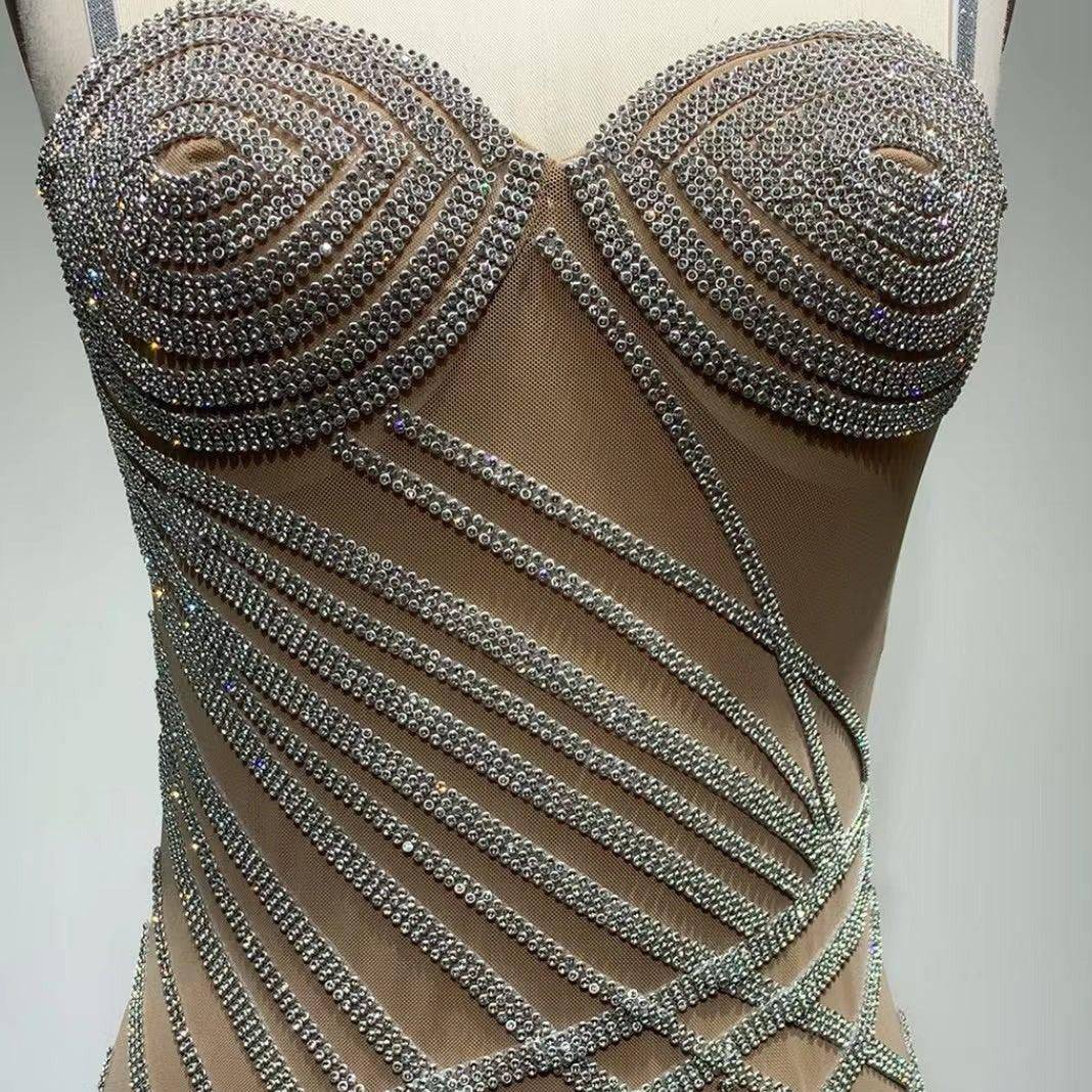 Charlotte Irregular Embellished Rhinestone Dress