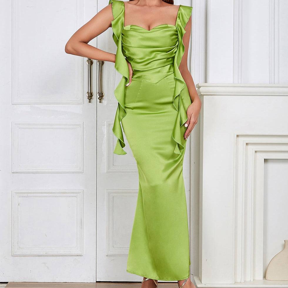 Daleyza Sleeveless Ruffle Draped Maxi Dress