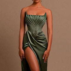 Dayana Satin Slit Maxi Dress