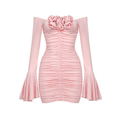 Edith Bell Sleeve Off Shoulder Ruched Mini Dress
