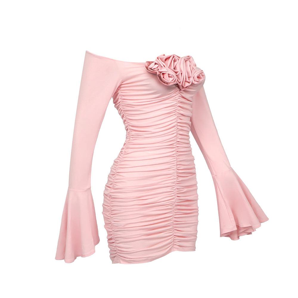 Edith Bell Sleeve Off Shoulder Ruched Mini Dress