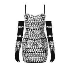 Kimber Spaghetti Strap Crystal Embellished Mini Dress