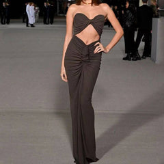 Liv Strapless Ruffle Cut-Out Maxi Dress