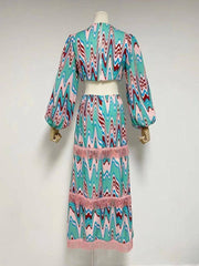 Marie Ring Linked Fluid Pattern Layered Tassel Dress