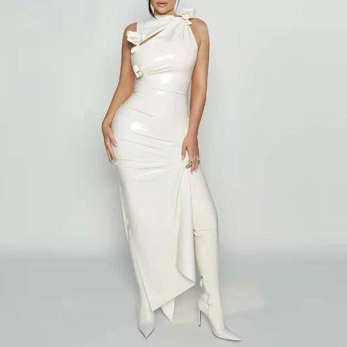 Maybelle Sleeveless Rose Embellished Maxi Dress