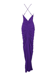 Pearl Spaghetti Strap Pleated Front Slit Maxi Dress