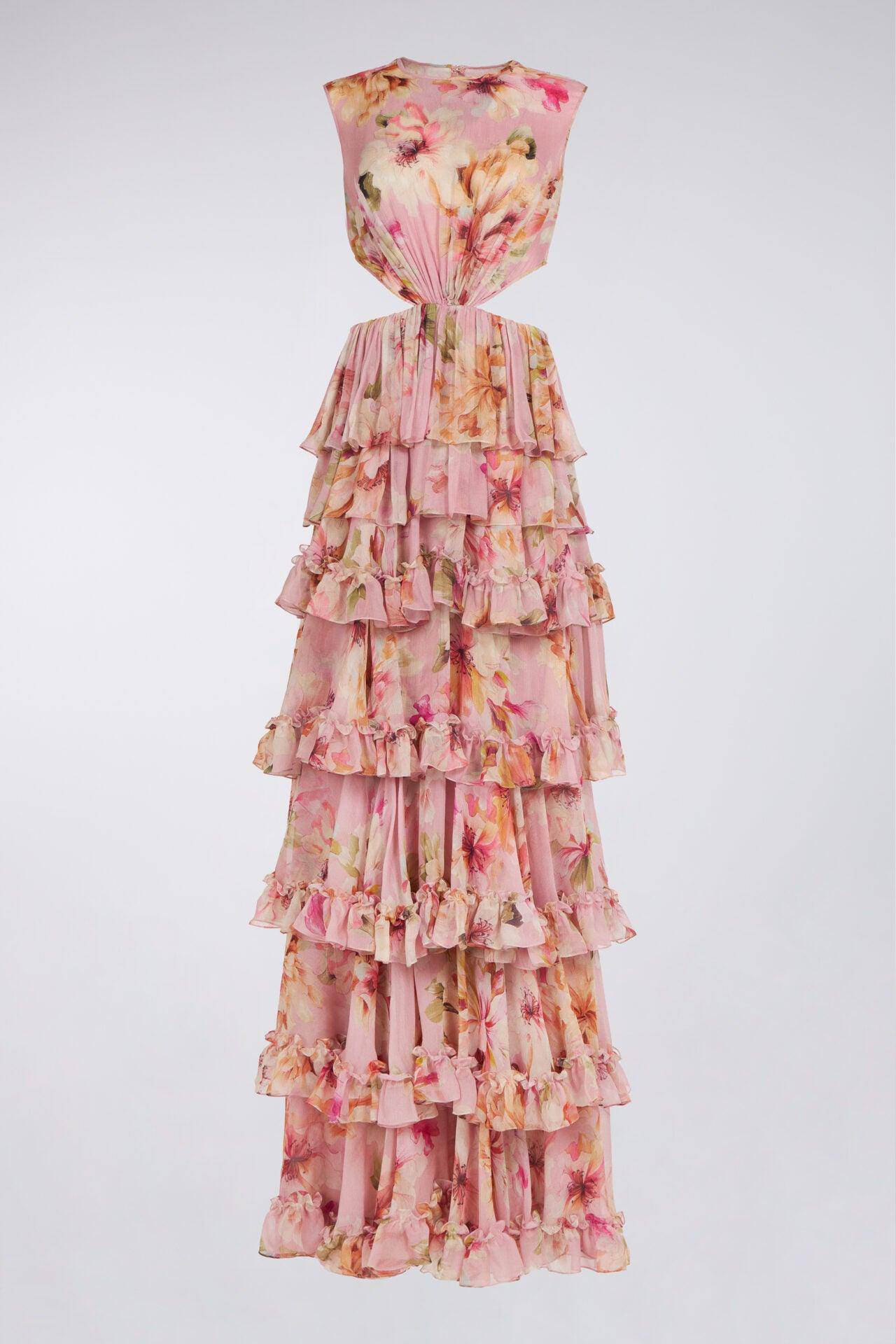 Vienna Cutout Floral Ruffle Dress