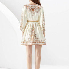 Ellis Lantern Sleeve Belted Mini Dress