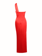 Kasey Crystal Embellished Mesh Satin Corset Gown