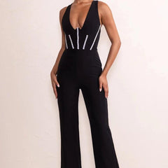 Margaret Sleeveless Diamond Trim Detail Corset Jumpsuit