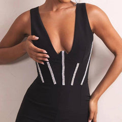 Margaret Sleeveless Diamond Trim Detail Corset Jumpsuit