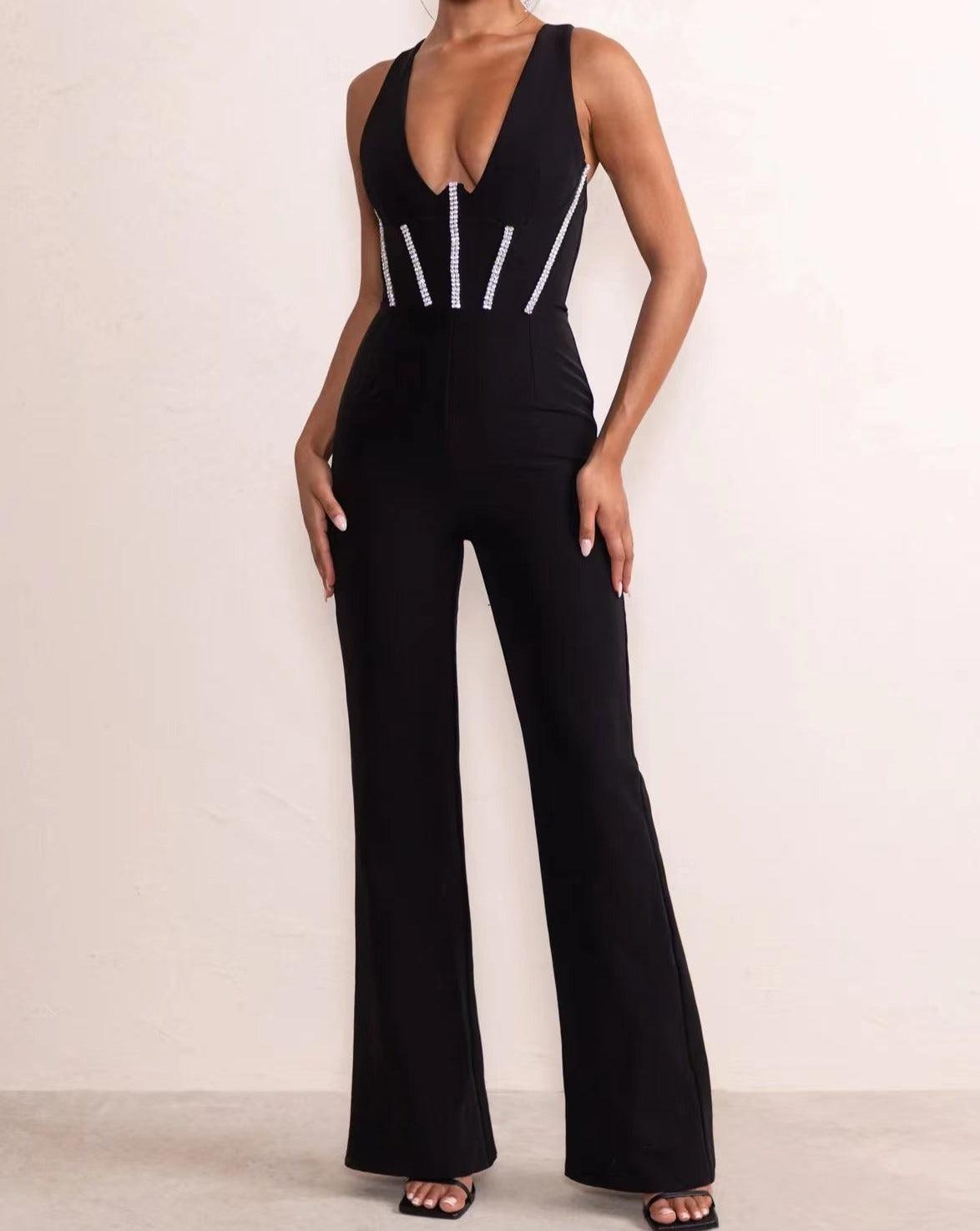 Margaret Sleeveless Diamond Trim Detail Corset Jumpsuit