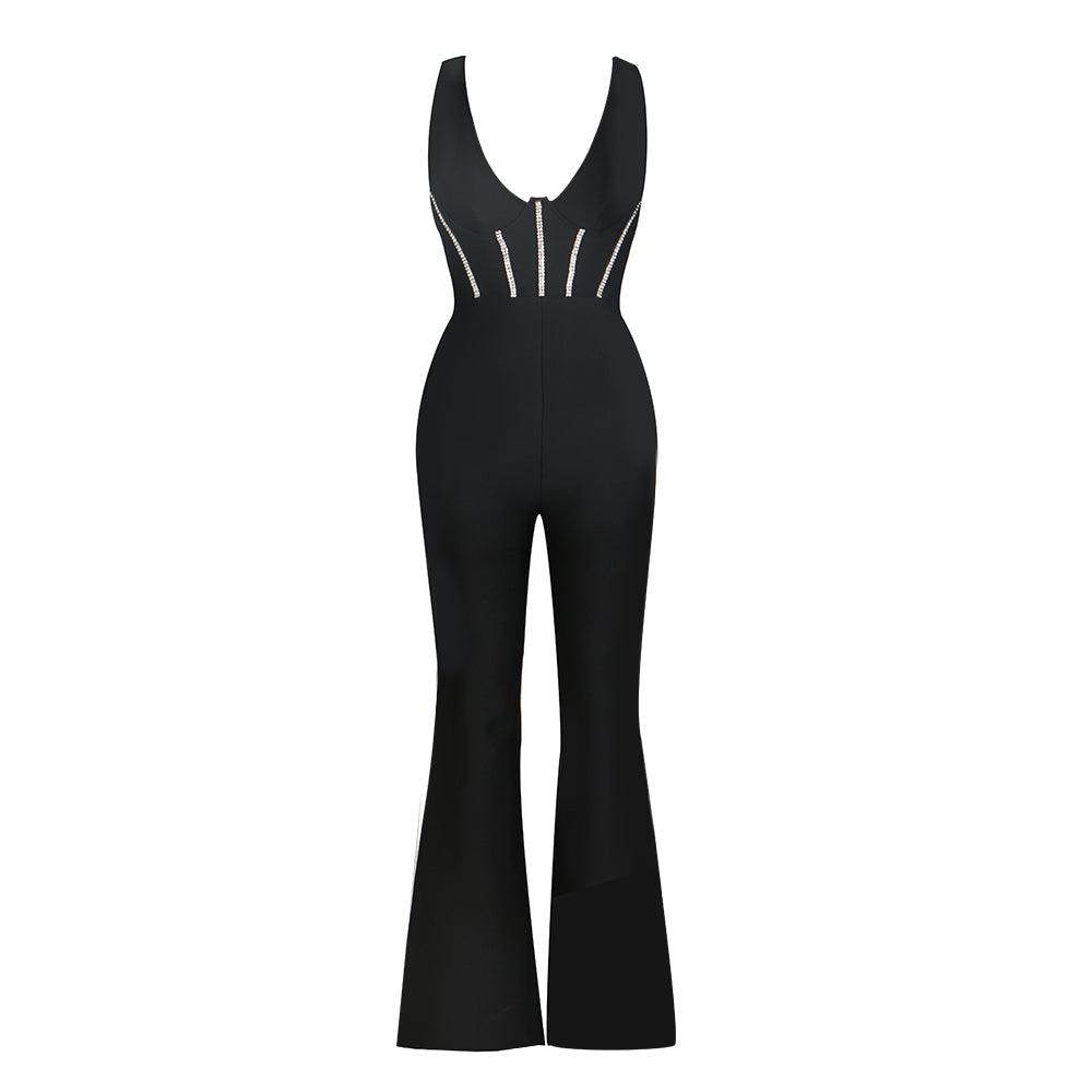 Margaret Sleeveless Diamond Trim Detail Corset Jumpsuit