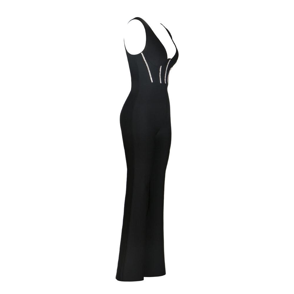 Margaret Sleeveless Diamond Trim Detail Corset Jumpsuit