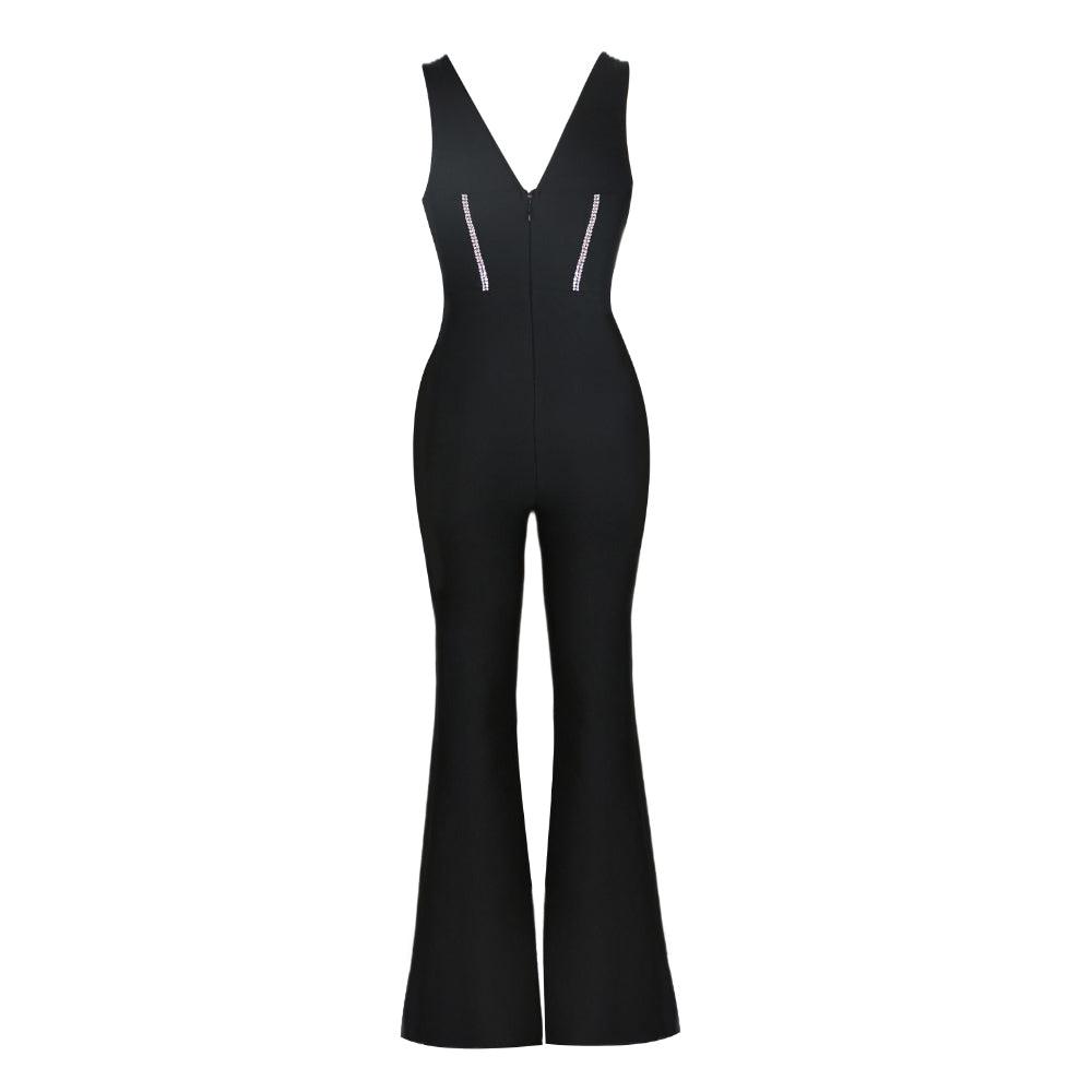 Margaret Sleeveless Diamond Trim Detail Corset Jumpsuit