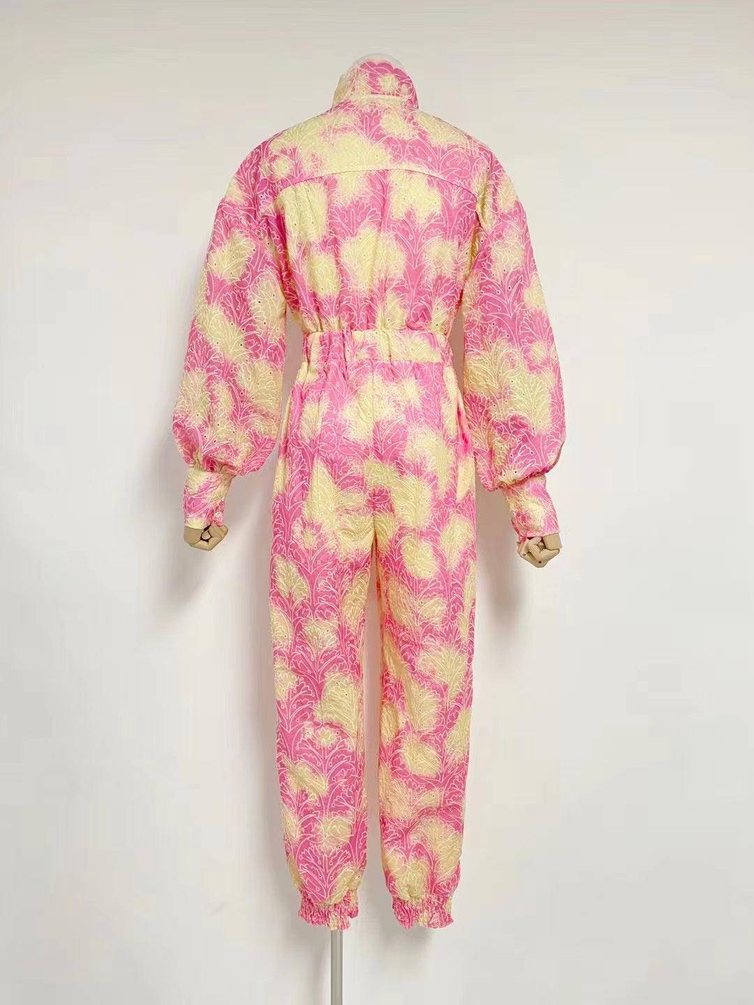 Sienna Puff Sleeve High Neck Top Printed Jumpsuit