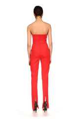 Mariam Embellished Crocodile Neckline Solid Jumpsuit