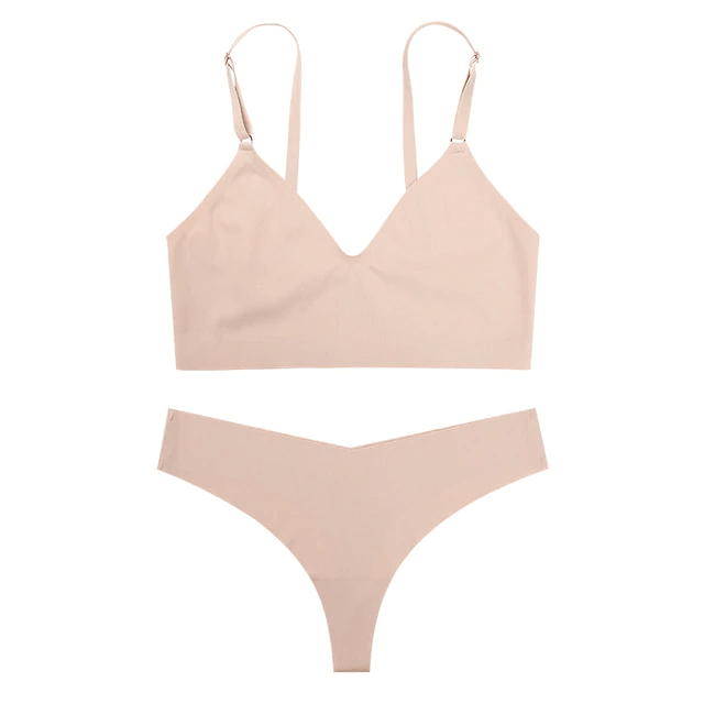 Lara Seamless Bra & Low Waist Sexy Thong Lingerie Set