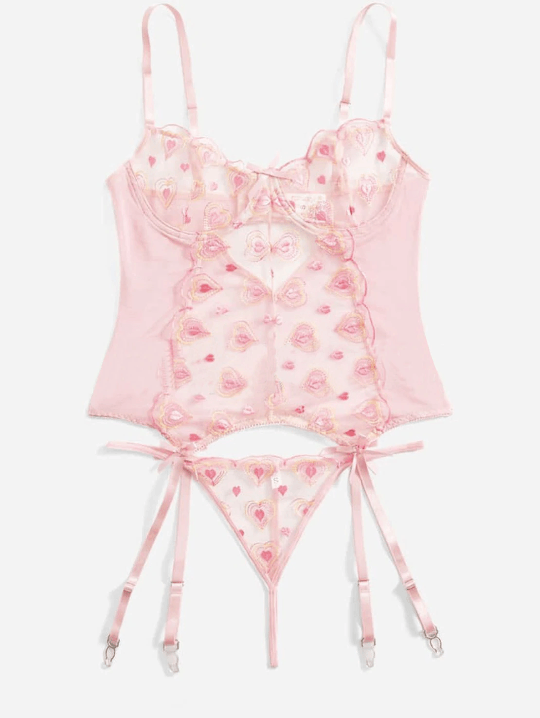 Cathy See Through Heart Shaped Lingerie Set