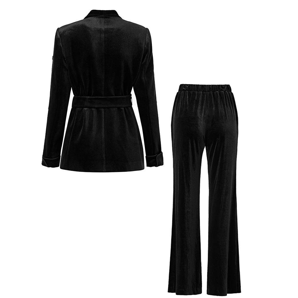 Sheena Long Sleeve Velvet Embellished Top & Pants Set