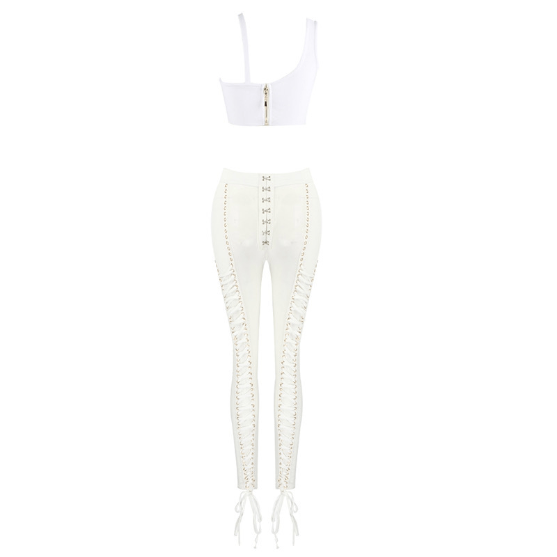 Merrill One Side Strap Bra Top & See Through Pant Set with Eyelet