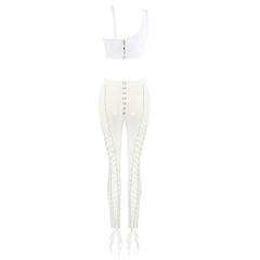 Merrill One Side Strap Bra Top & See Through Pant Set with Eyelet