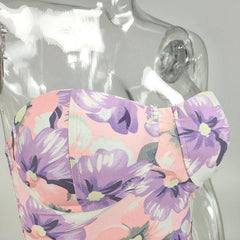 Cherie Floral Strapless Crop Top