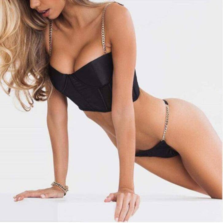 Eliza Chain Strap Underwire Crop Top