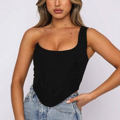Jewel One Shoulder Strap Corset Top