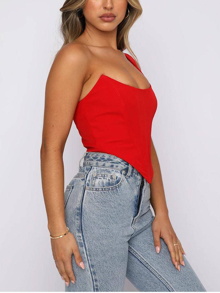 Jewel One Shoulder Strap Corset Top