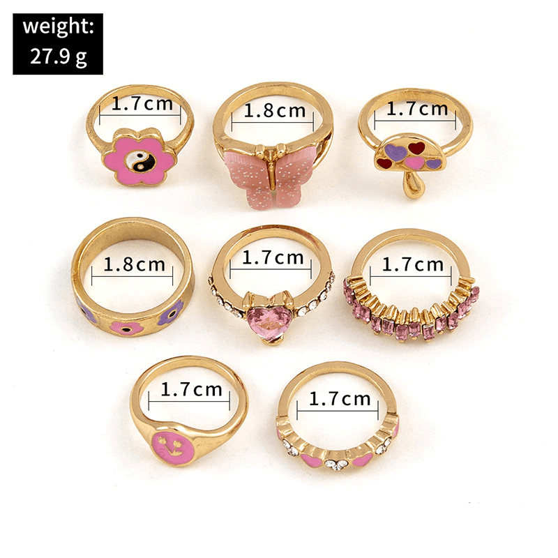 Aurora 8-pieces Assorted Christmas Rings Set