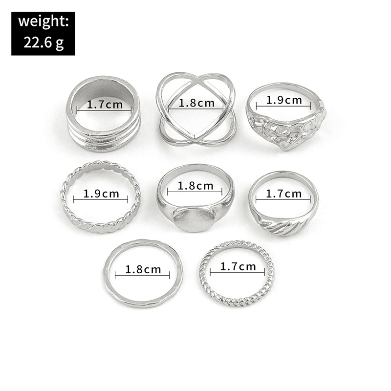 Aurora 8-pieces Assorted Christmas Rings Set