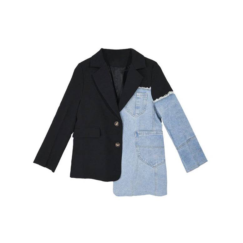 Alessia Irregular Denim Patchwork Blazer